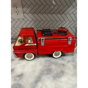 Vintage 1960s Structo Pumper Fire Truck Pressed Steel Red Toy USA